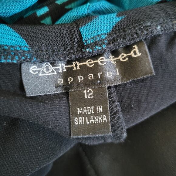 Connected Apparel Size 12 Blue Floral Chiffon Maxi Dress w/ Slit & Built-in Bra - Picture 6 of 9